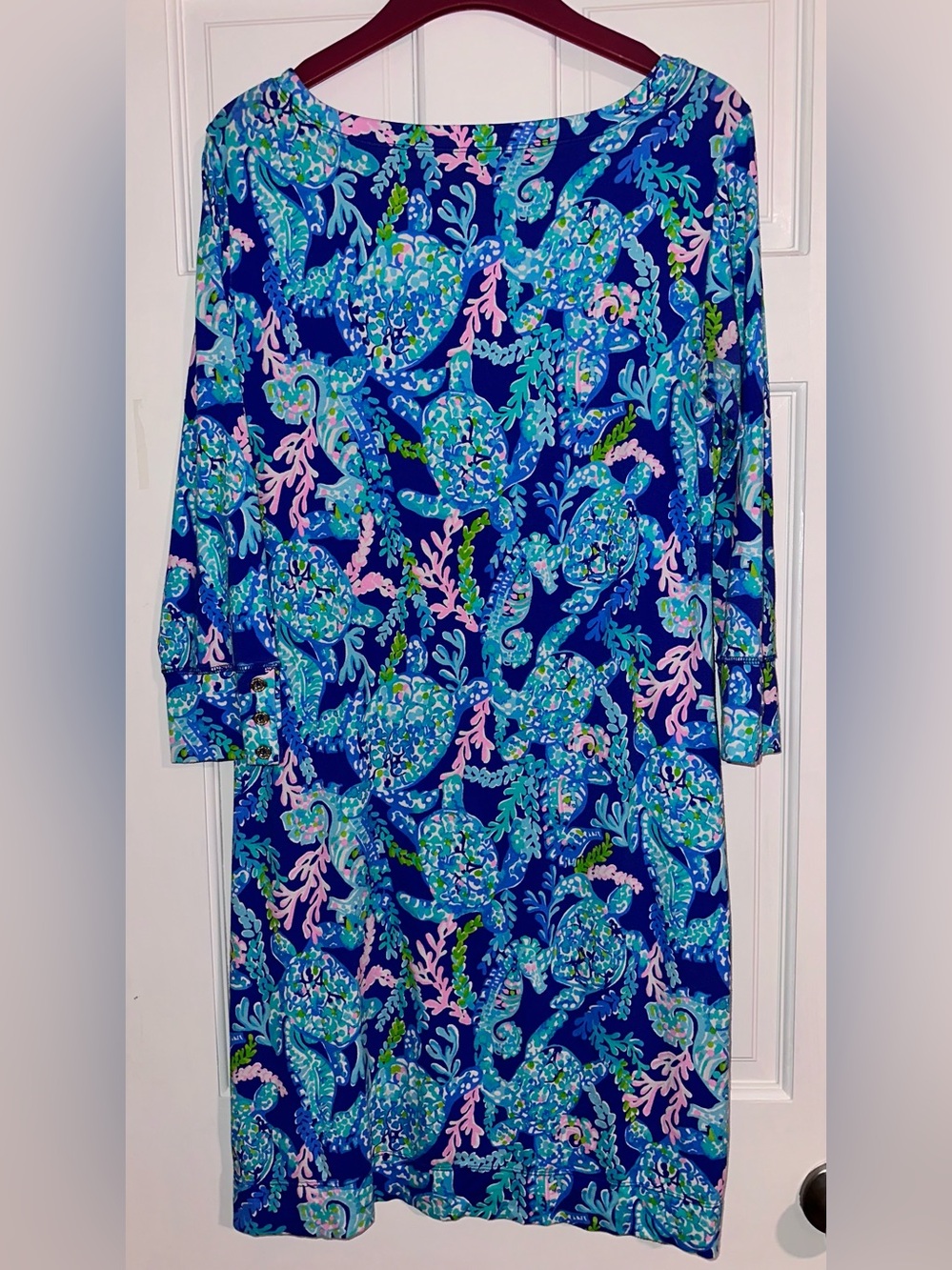 Lilly Pulitzer Sophie Dress, Tropical Blue Pink & Green, Size Large (L) - Picture 3 of 10